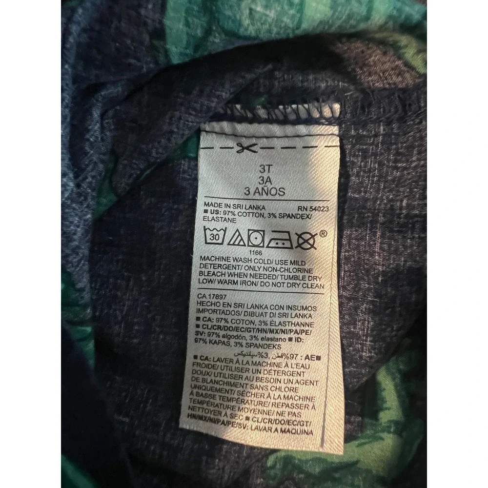 Old Navy Toddler Boys Navy Blue Green Stegosaurus Dinosaur Shirt 3T (0941)
